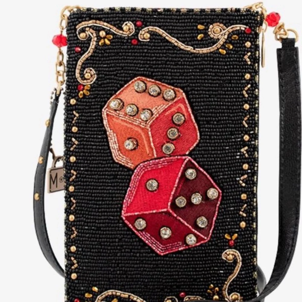 Mary Frances Black and Red Dice Crossbody Bag - Picture 1 of 8